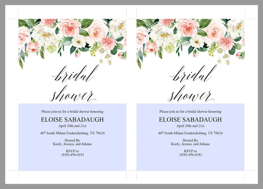 Blush Floral Bridal Shower Invitation Instant Download Printable Editable Template DIY Bridal Shower Invite - Eloise - SAVVY PAPER CO