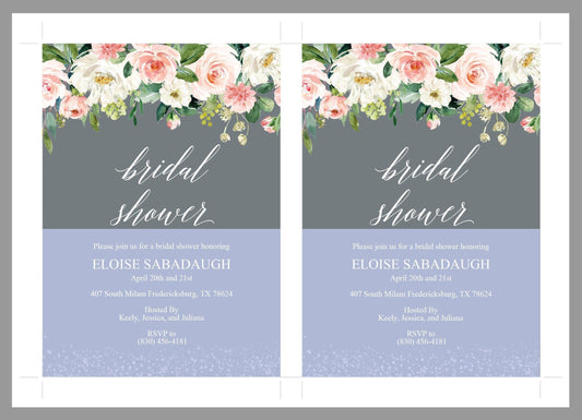 Bridal Shower Invitation Instant Download Printable Editable Template DIY Bridal Shower Invite Blush Floral Gray - Eloise - SAVVY PAPER CO