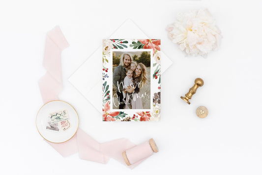 Christmas Card Photo Template, Holiday Card Template Photo, Editable Instant Download, Happy Holidays Card CC1 - SAVVY PAPER CO