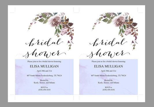 Floral Bridal Shower Invitation Template, Instant Download, Printable DIY Bridal Shower Invite, Fall - Elisa - SAVVY PAPER CO