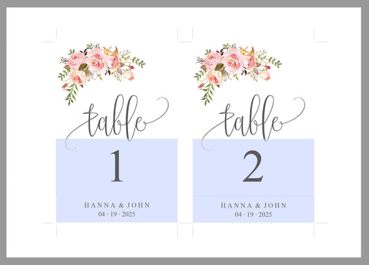 Floral Wedding Table Number, Wedding Table Printable, Numbers Printable, Instant Download, DIY Table Numbers, Table Number Cards - HANNA - SAVVY PAPER CO