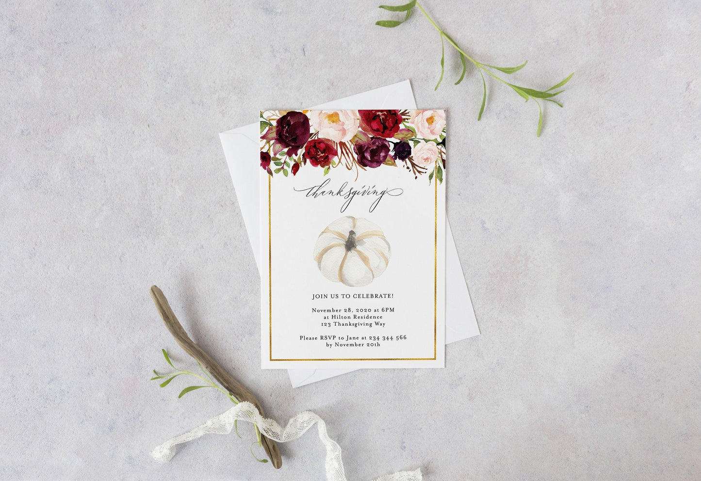 Friendsgiving Dinner Invitation Template, Autumn Invite, Pumpkin, INSTANT DOWNLOAD, Printable Invitations for Baby Shower #WB4 - SAVVY PAPER CO