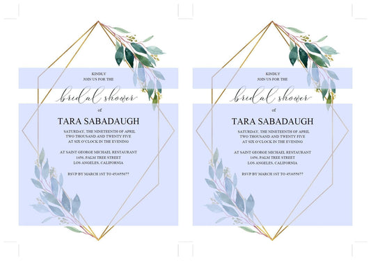 Geometric Greenery Bridal Shower Invitation Instant Download Printable Editable Template DIY Bridal Shower Invite- TARA - SAVVY PAPER CO