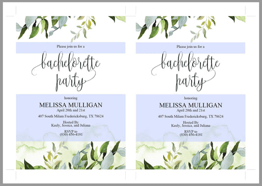 Greenery Bachelorette Party Invite, DIY Editable Instant Download Bachelorette Invites, Rustic Invitation Template - Melissa - SAVVY PAPER CO
