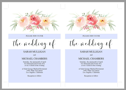 Greenery Blush Wedding Invitation Editable Template, Printable DIY Instant Download Invites, Digital Download Invitations- Sarah - SAVVY PAPER CO