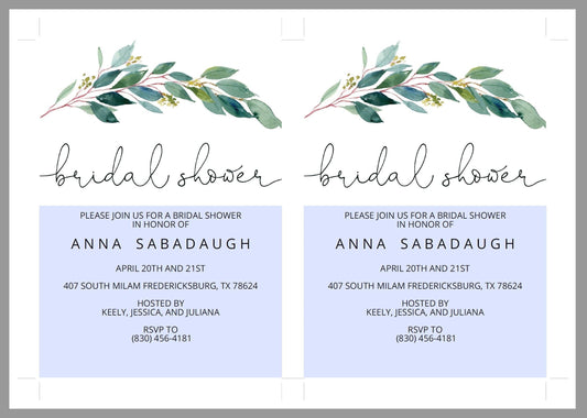 Greenery Bridal Shower Invitation Instant Download Printable Editable Template DIY Bridal Shower Invite - ANNA - SAVVY PAPER CO