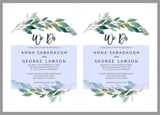 Greenery Rustic Wedding Invitation Editable Template, Printable DIY Instant Download Invites, Digital Download Invitations PDF- Anna - SAVVY PAPER CO