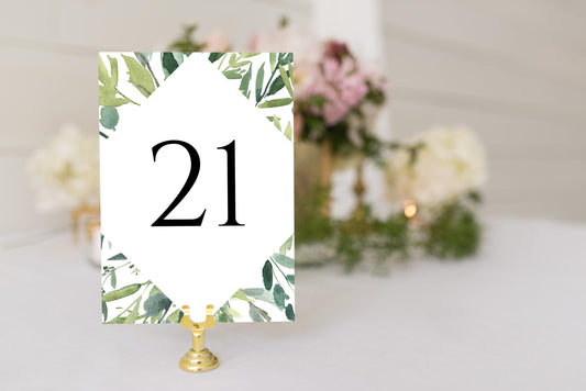 Greenery Table Numbers Printable Christmas Wedding Winter Instant Download DIY - Jasmine - SAVVY PAPER CO