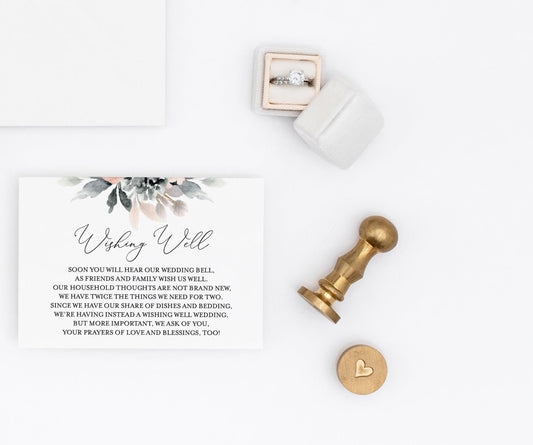 Honeymoon Wishing Well Card Template, Honeymoon Wish, Honeymoon Fund, Honeymoon Request, Wish Card, Wedding Insert - Fleur - SAVVY PAPER CO