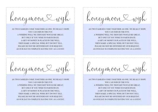 Honeymoon Wishing Well Card Template, Honeymoon Wish, Honeymoon Fund, Honeymoon Request, Wish Card, Wedding Insert, Rustic, - Heather - SAVVY PAPER CO