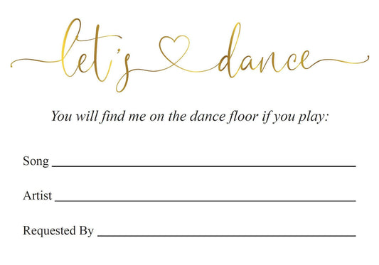 Let's dance card, Song Request Insert Card Template, Dancing Card, Dance Card, RSVP, Wedding Song Request, Gold - Heather - SAVVY PAPER CO