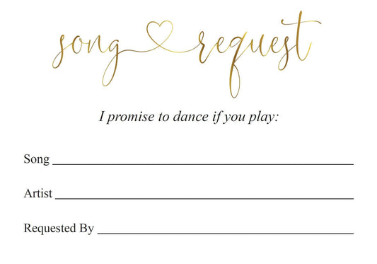 Let's dance card, Song Request Insert Card Template, Dancing Card, Dance Card, RSVP, Wedding Song Request, Gold - Heather - SAVVY PAPER CO