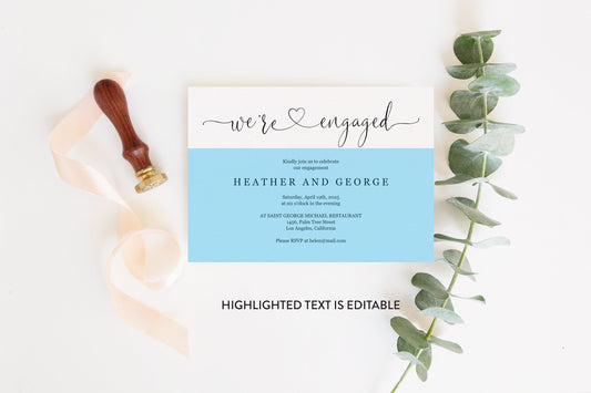 Minimal Engagement Party Invite Printable Invitation Engagement Invites Invitation Template Instant Download - Heather - SAVVY PAPER CO