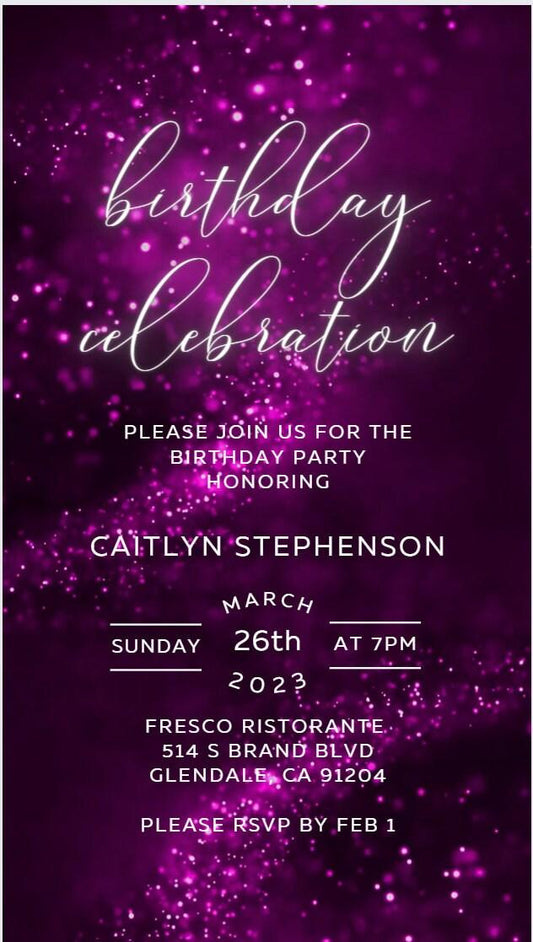 Pink Digital Birthday Dinner Invitation template for women electronic invitations any age edit in Canva evite send online instant download - SAVVY PAPER CO
