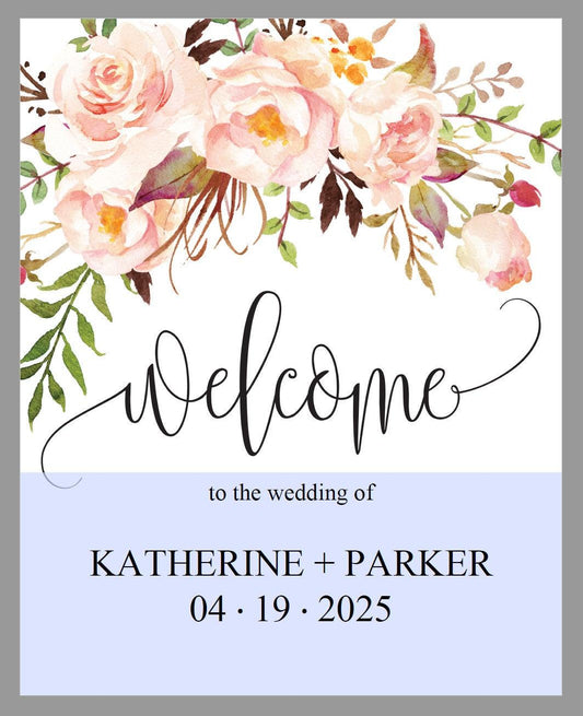 Printable Blush Floral Wedding Welcome Sign Editable Template Instant Download -KATHERINE - SAVVY PAPER CO