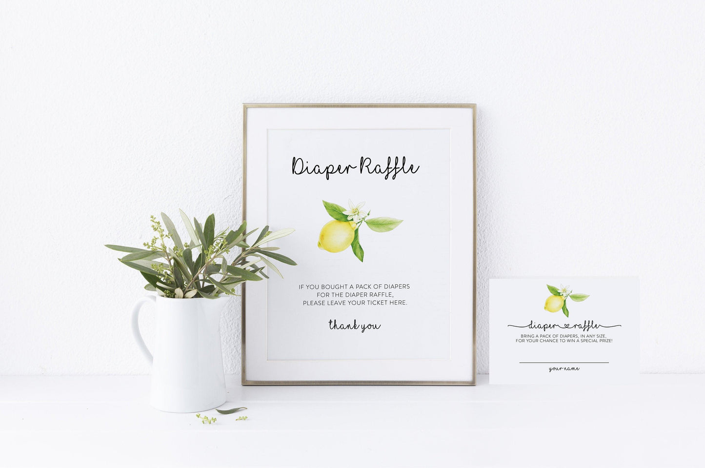 Printable Diaper Raffle Ticket, Lemon Diaper Raffle Insert, Diaper Raffle Invitation, Diaper Raffle Game Template, Baby Shower - Ariel - SAVVY PAPER CO