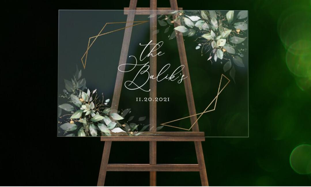 Printable Greenery Wedding Sign 36x24 inches - SAVVY PAPER CO