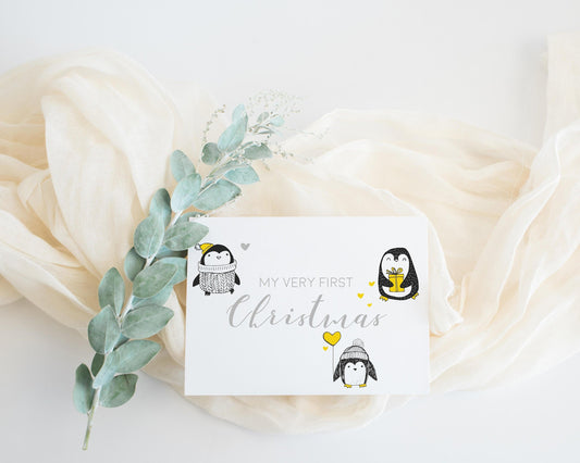 Printable My Very First Christmas | Baby Milestone Card | First Christmas Baby | 1st Christmas | Photo Prop | Baby Selfie Card - SAVVY PAPER CO