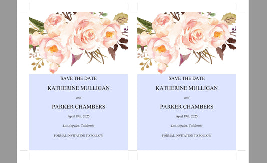 Printable Save-the-Date Template, Engagement Invite, PDF Instant Download, Greenery, Wedding Announcement, Blush, Floral - Katherine - SAVVY PAPER CO