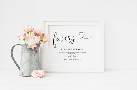 Printable Wedding Favor Sign,Wedding Favors template,Wedding Sign,Please Take One,Wedding Printable, Rustic, Instant Download -Heather - SAVVY PAPER CO