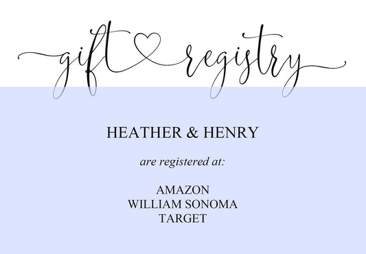 Registry Card Template, Gift Registry, Wedding Template, Enclosure Cards, Registry Wedding, Shower Registry, Registry Card Insert - Heather - SAVVY PAPER CO