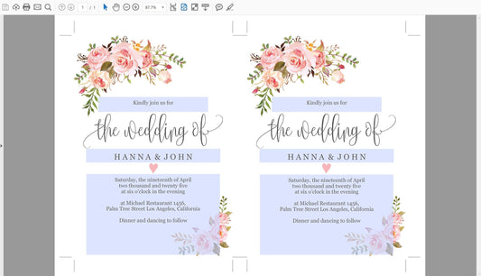 Romantic Wedding Invitation Editable Template, Printable DIY Instant Download Invites, Digital Download Invitations - Hanna - SAVVY PAPER CO