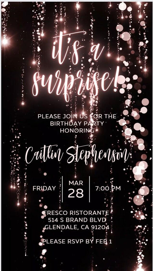 Rose Gold Birthday Invitation, Any Age Editable Invite Template, Electronic Birthday Invite, Dripping Digital Evite Instant Download - SAVVY PAPER CO