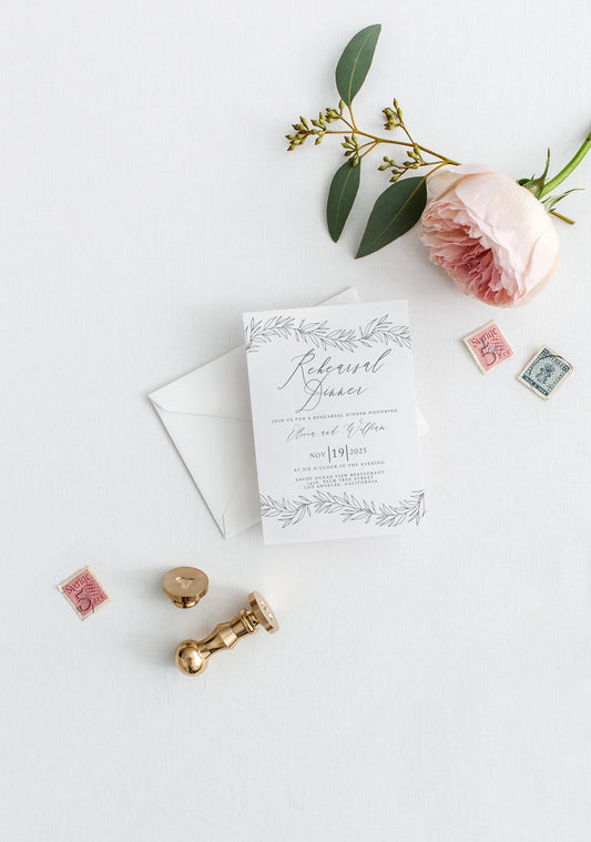 Rustic Elegant Rehearsal Dinner Invitation Template, Printable Wedding, Calligraphy Wedding, Instant Download - OLIVIA - SAVVY PAPER CO