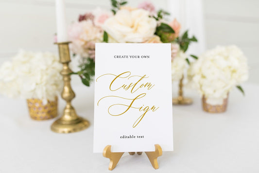 Unlimited Custom Sign Template, Gold, Editable Wedding sign, Instant Download, 5x7 and 8x10 - Grace - SAVVY PAPER CO