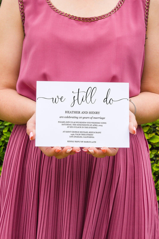 We Still Do Invite, Wedding Anniversary, Vow Renewal Invite, Anniversary Party, Renew Vows, Wedding Invitation, We Still Do - Heather - SAVVY PAPER CO