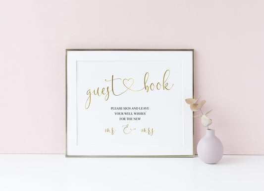Wedding Guestbook Sign, Please Sign Our Guest Book, Gold,Instant Download,Wedding Signage,Wedding Decor, Printable Reception Sign -Heather - SAVVY PAPER CO