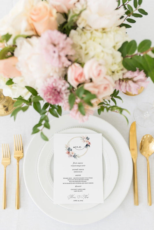 Wedding Menu Printable, Wedding Menu Template, Rustic Menu, Printable Menu Card, Instant Download Editable Templett - Fleur - SAVVY PAPER CO