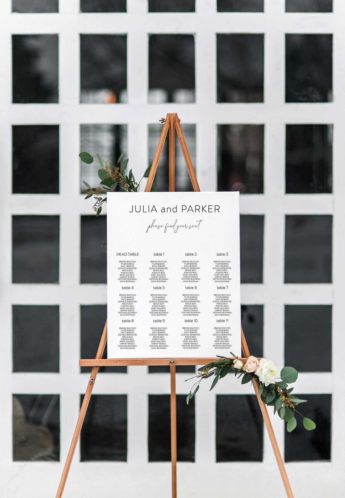 Wedding Seating Chart Template, Printable Seating Sign, Editable Text, INSTANT DOWNLOAD - Julia - SAVVY PAPER CO