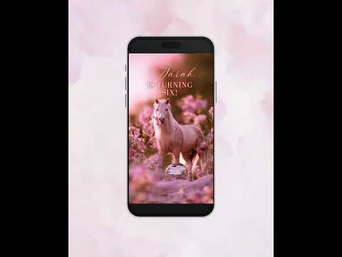 Disco Ball Pink Pony Birthday Video Invite, Girl 6th Party Canva Template, Editable Animated Evite