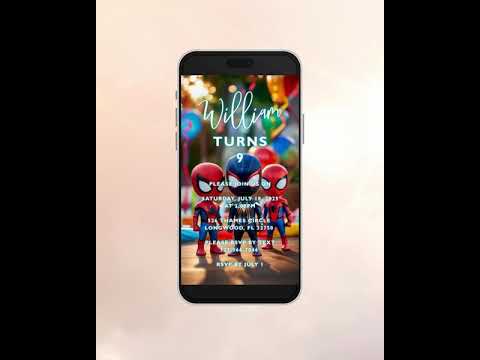 Superhero Video Invitation | Digital Kids Birthday Evite | Animated Party Invite