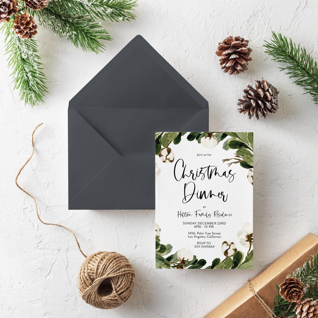 Marifête editable Christmas dinner invitation template product preview