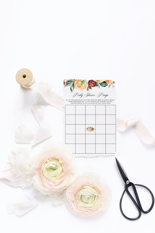Marifête fall baby bingo printable game card preview