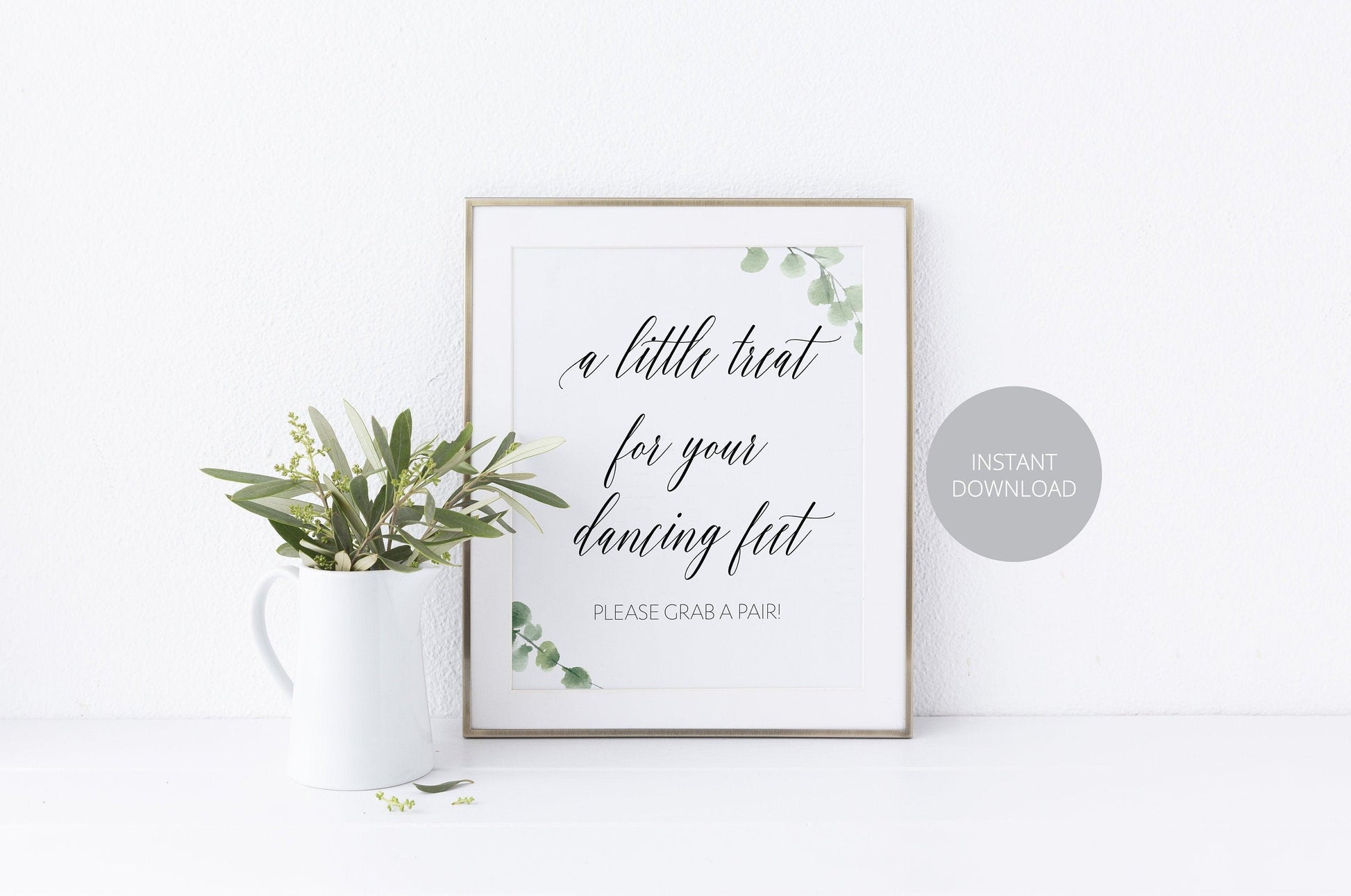 A little treat for your dancing feet, Flip Flops Sign, Dancing Shoes Sign, Dancing Feet, Rustic, Greenery, Instant Download, Wedding Decor - SAVVY PAPER CO