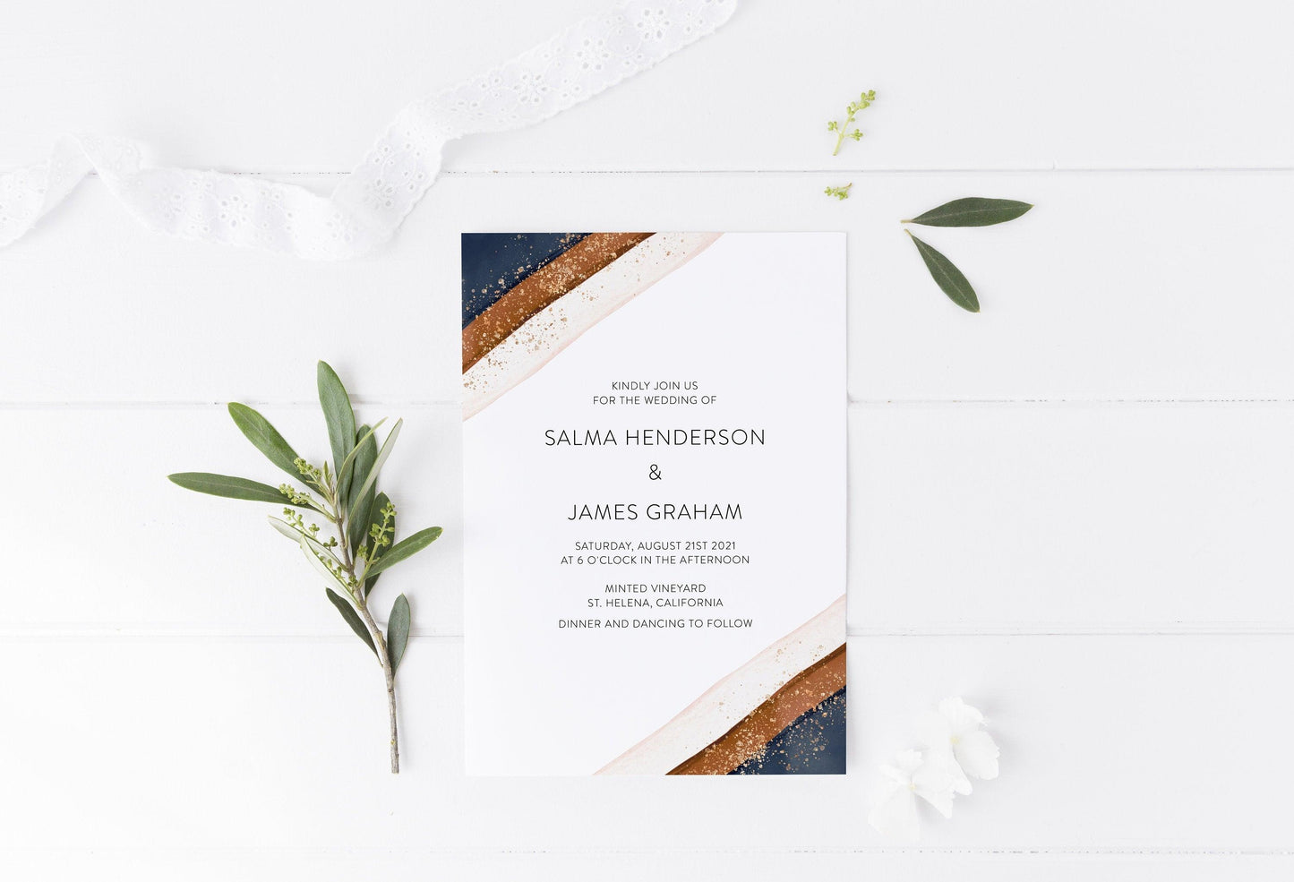 Abstract Wedding Invitation Template, Instant Download, Templett Wedding Invite, Printable Wedding, Modern Wedding, Editable Invites - Salma - SAVVY PAPER CO