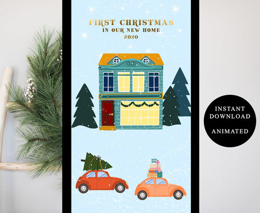 Animated Christmas Card, Holiday Card First Christmas in our New Home, Instant Download, Video Cards - SAVVY PAPER CO