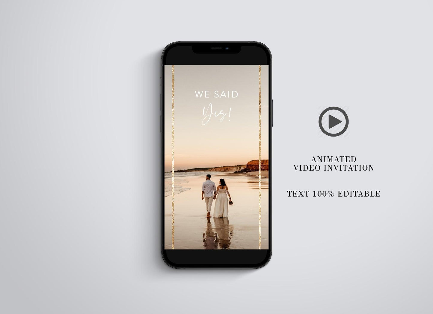 Animated Elopement Wedding Invitation, Greenery We Eloped with photo, Gold Video Wedding Invite, Mp4 Invites, Gold Wedding - SAVVY PAPER CO