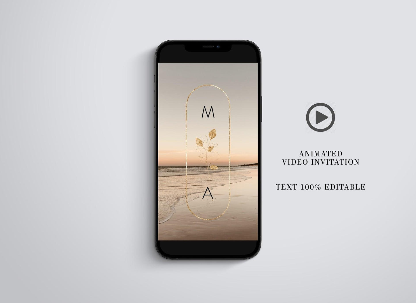 Animated Modern Wedding Invitation, Electronic Video Wedding Invitation, Geometric Video Wedding Invite, Mp4 Invites, Gold Wedding - SAVVY PAPER CO