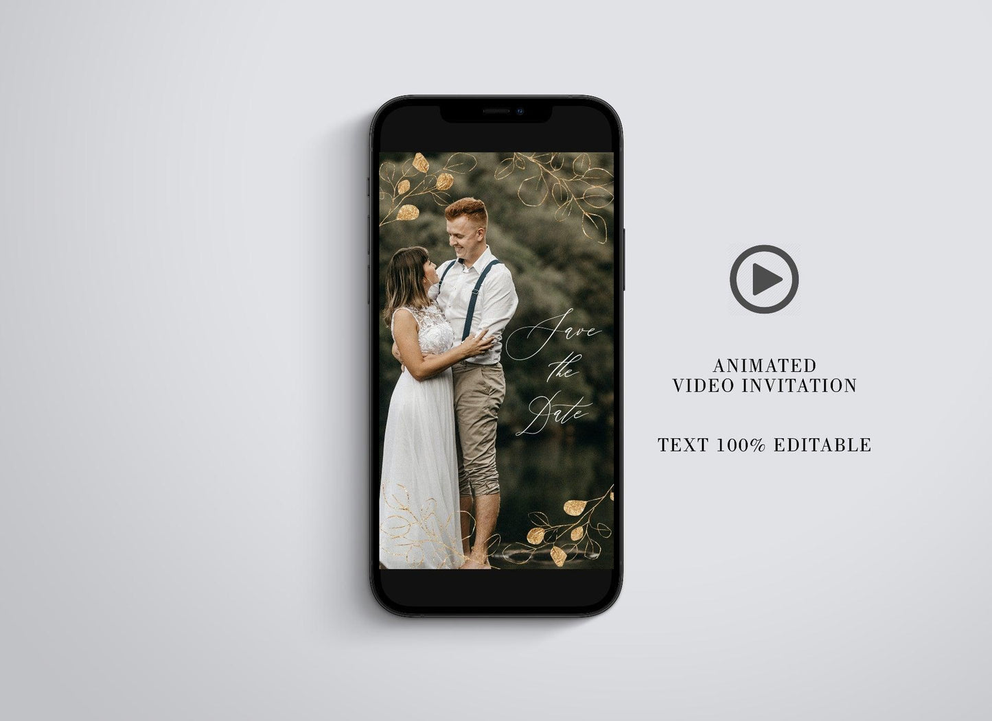 Animated Wedding Save the date, Gold Wedding Announcement, Geometric Video Wedding Save the date card Invite, Mp4 Invites, Gold Wedding - SAVVY PAPER CO