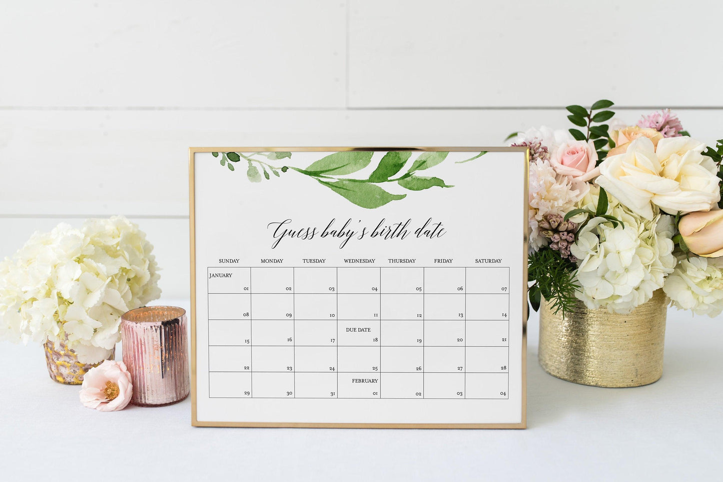 Baby Due Date Calendar Game, Baby Shower Game, Guess Baby's Birthday, Editable Baby Prediction, Printable Due Date Game #WB2 - SAVVY PAPER CO