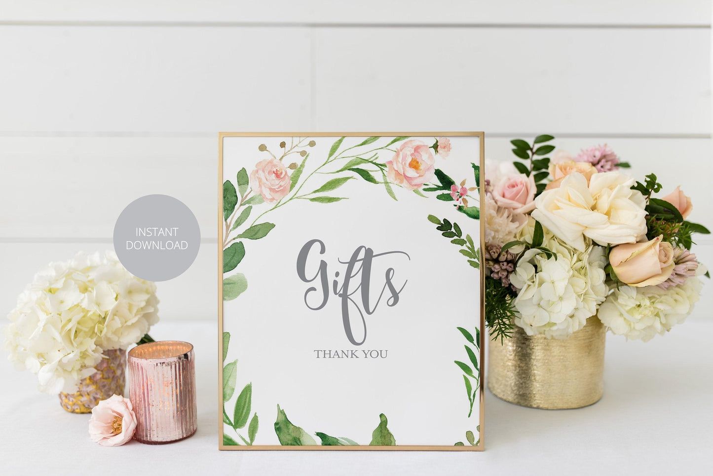 Baby Shower Gifts Sign, Printable Baby Shower Gifts Sign, Blush Greenery Floral, 8x10 #WB2 - SAVVY PAPER CO