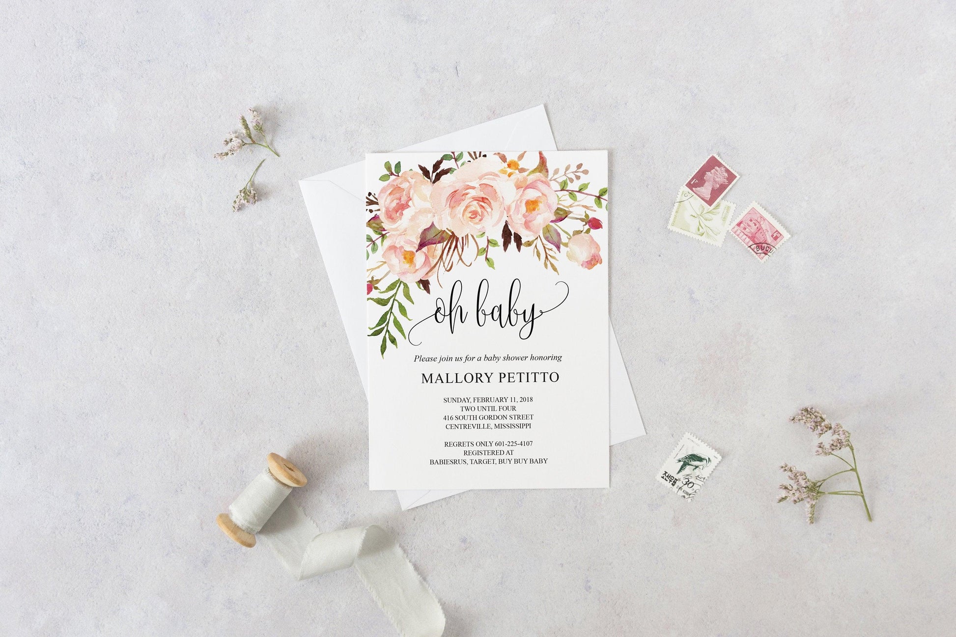 Baby Shower Invitation Template, Oh Baby, Baby Shower invite, Baby Shower Invites, Instant Download - MPU78 - SAVVY PAPER CO