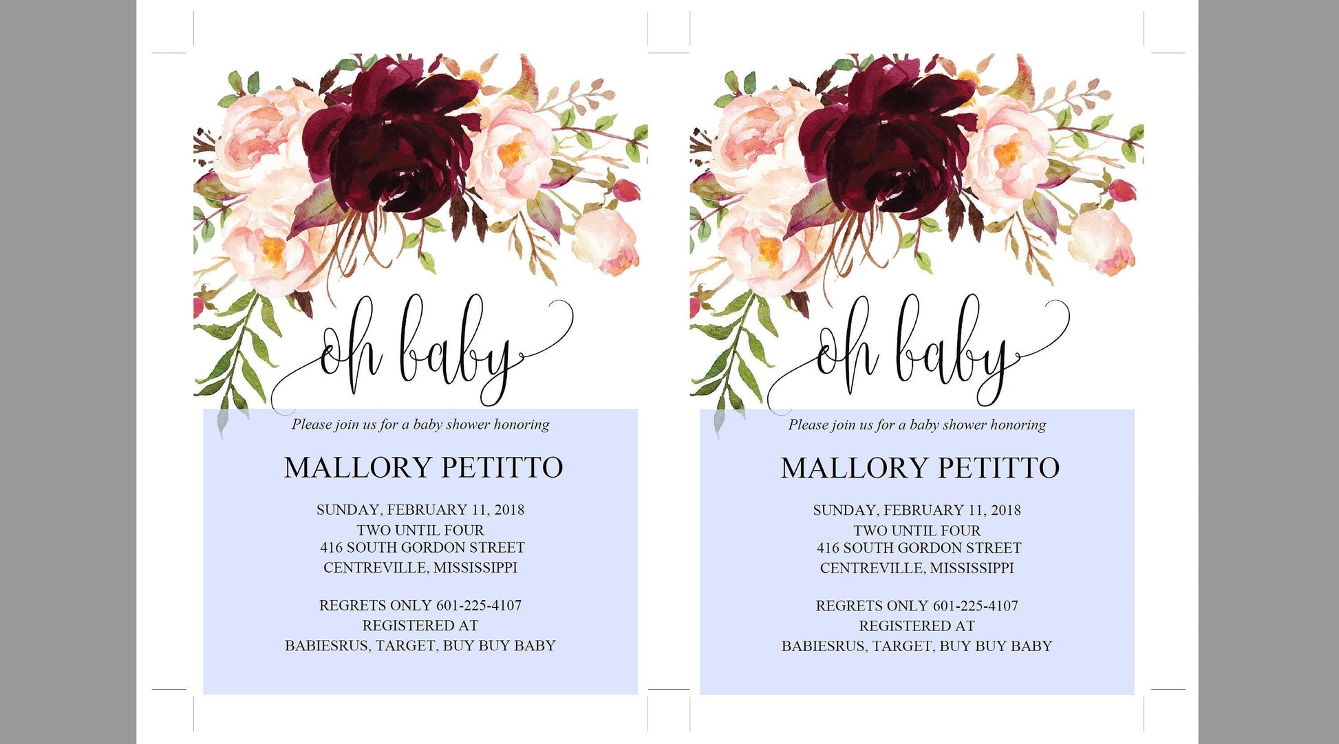 Baby Shower Invitation Template, Oh Baby, Baby Shower invite, Baby Shower Invites - MPU78 - SAVVY PAPER CO