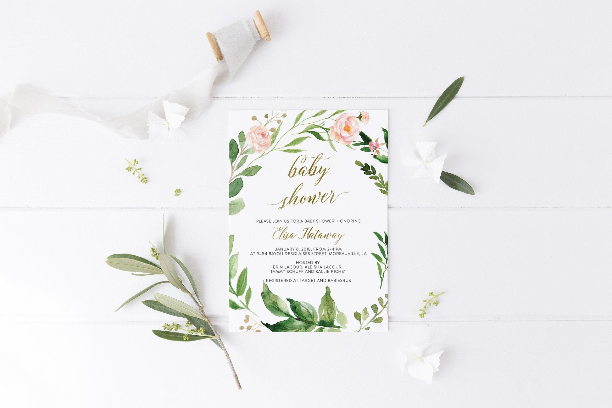 Baby Shower Invitation Template, Printable Baby Shower invite, Gender Neutral, Baby Shower Invites - Elisa - SAVVY PAPER CO