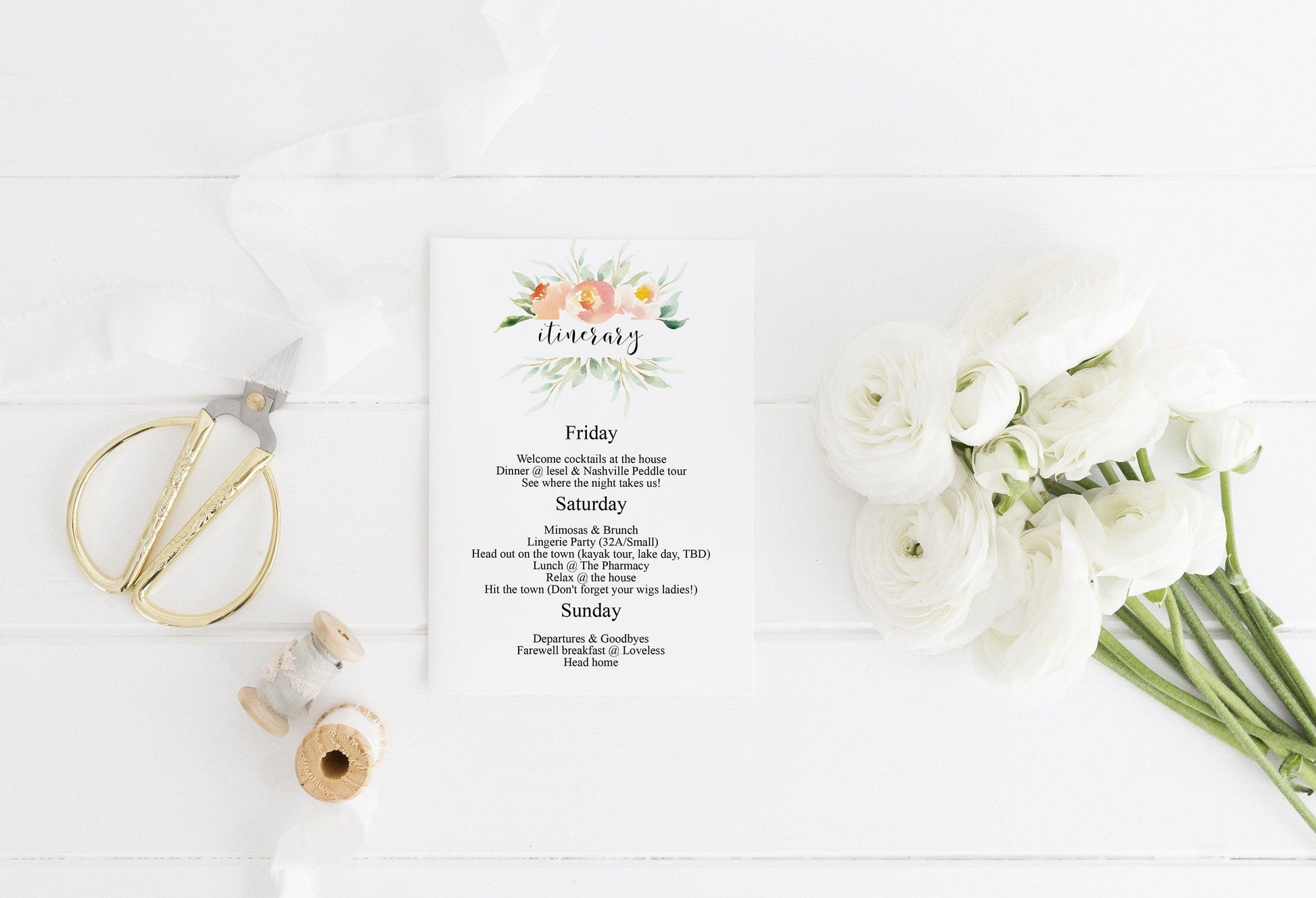 Bachelorette Party Invite, DIY Editable Instant Download Bachelorette Invites, Blush Floral Invitation Template - Sarah - SAVVY PAPER CO