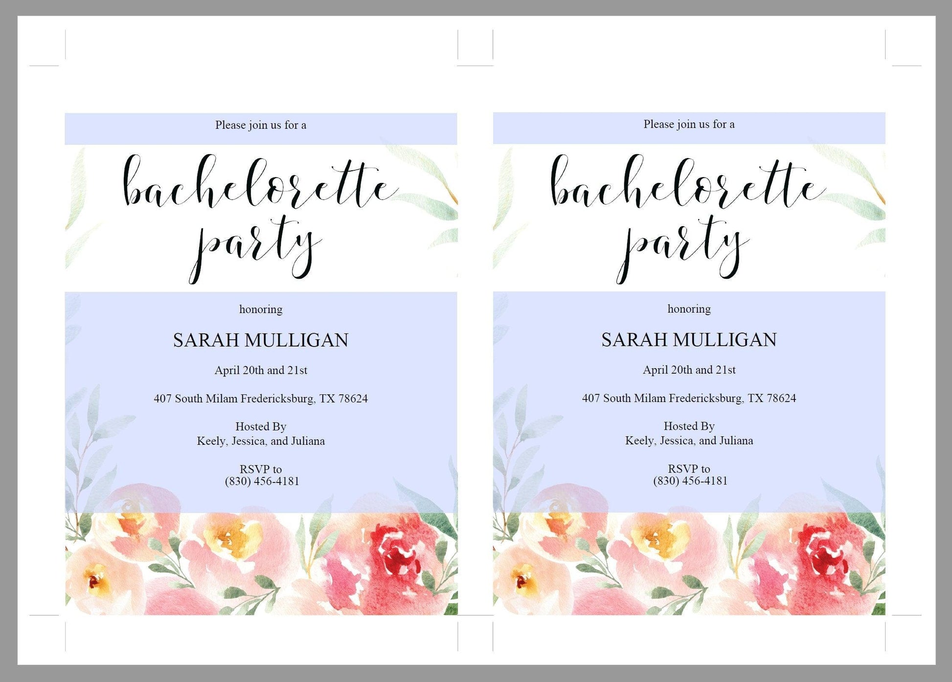 Bachelorette Party Invite, DIY Editable Instant Download Bachelorette Invites, Blush Floral Invitation Template - Sarah - SAVVY PAPER CO